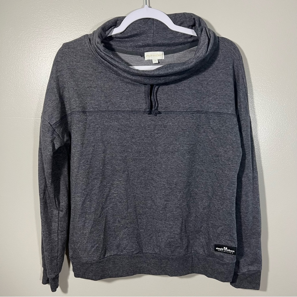Simply Southern Cowl Neck Drawstring Long Sleeve Sweatshirt Top